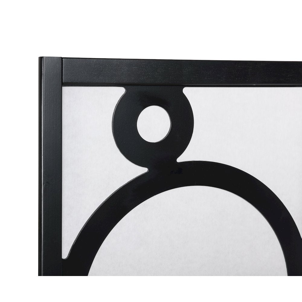 Arvada 4-Panel Wood Room Divider with Circle Pattern, Black