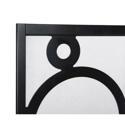 Arvada 4-Panel Wood Room Divider with Circle Pattern, Black