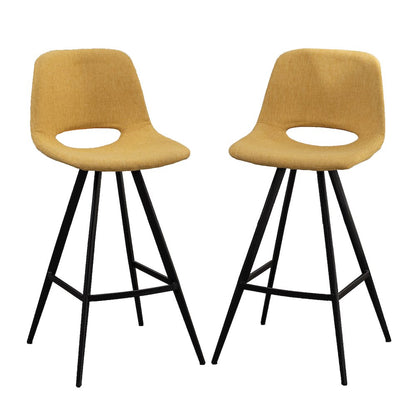 Porth Fabric Kitchen 28.25" Barstools, Set of 2, Yellow