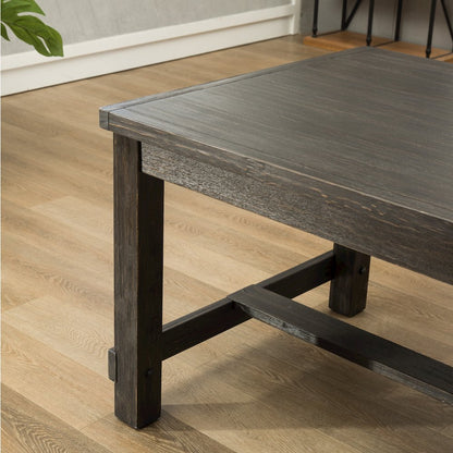 Leviton Antique Black Finished Wood Dining Set, Table with Six Chairs, Blue