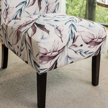 Capa Print Fabric Armless Contemporary Accent Chair, Purple Floral