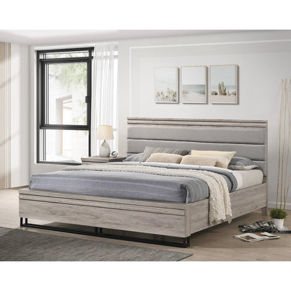 Wallbed Bed, Dresser, Mirror, Chest, and 2 Nightstands, Weathered Gray, King