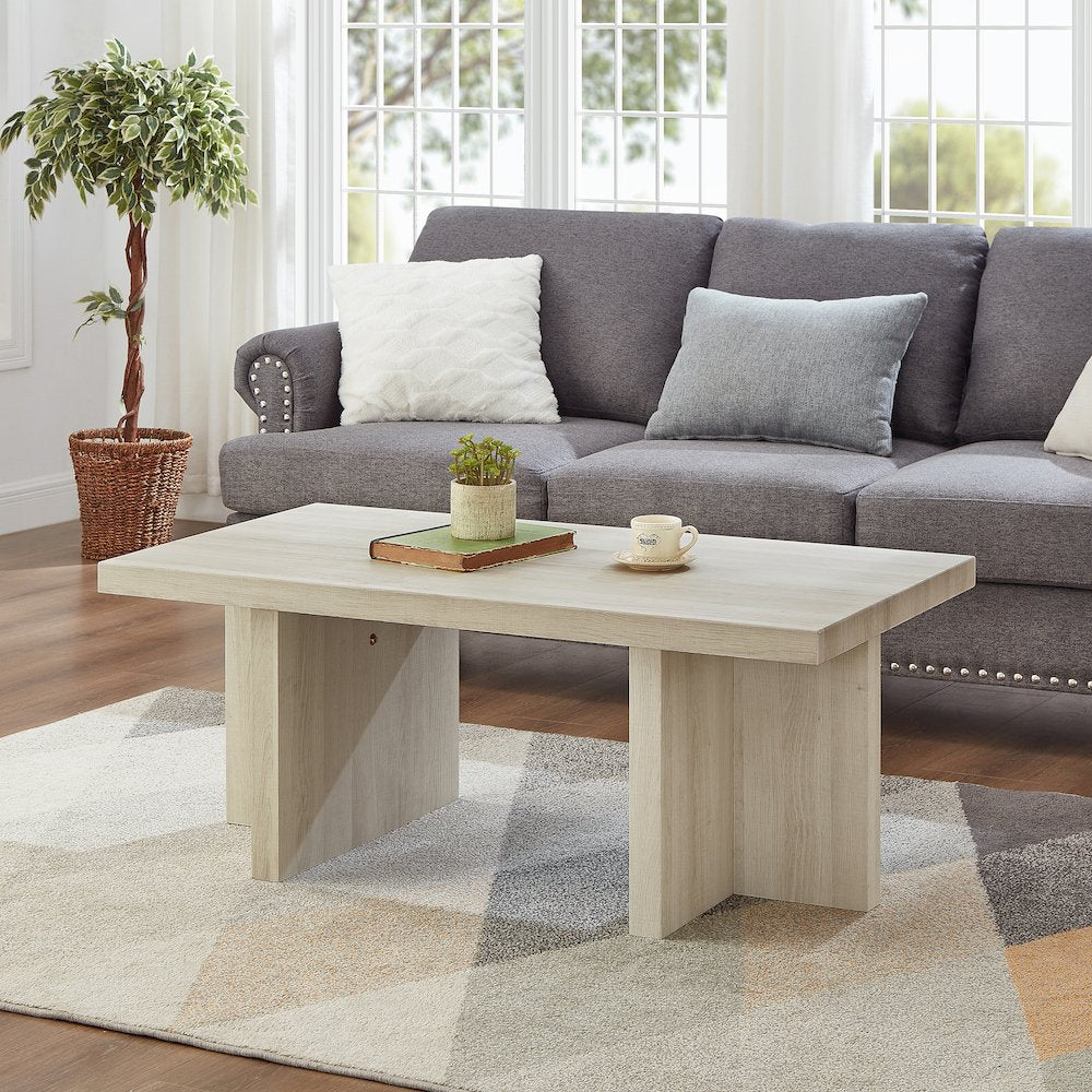Mchome Contemporary Coffee Table, White Finish