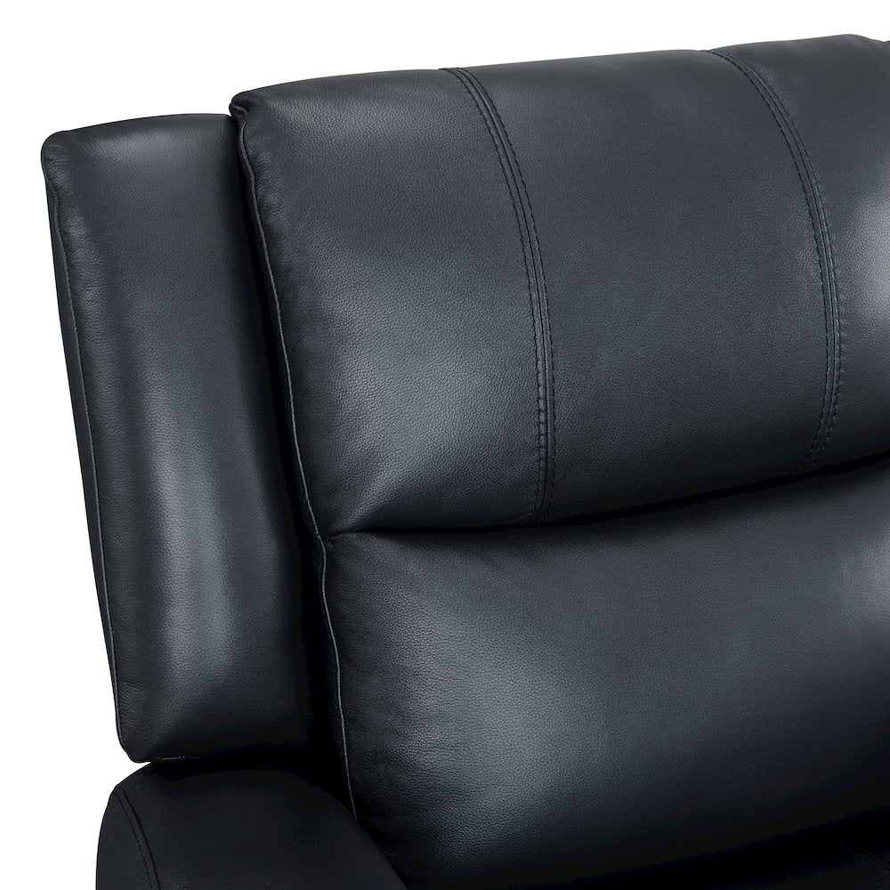 Cozura Leather Power Dual Recling Loveseat with Console, Chesapeake Blue