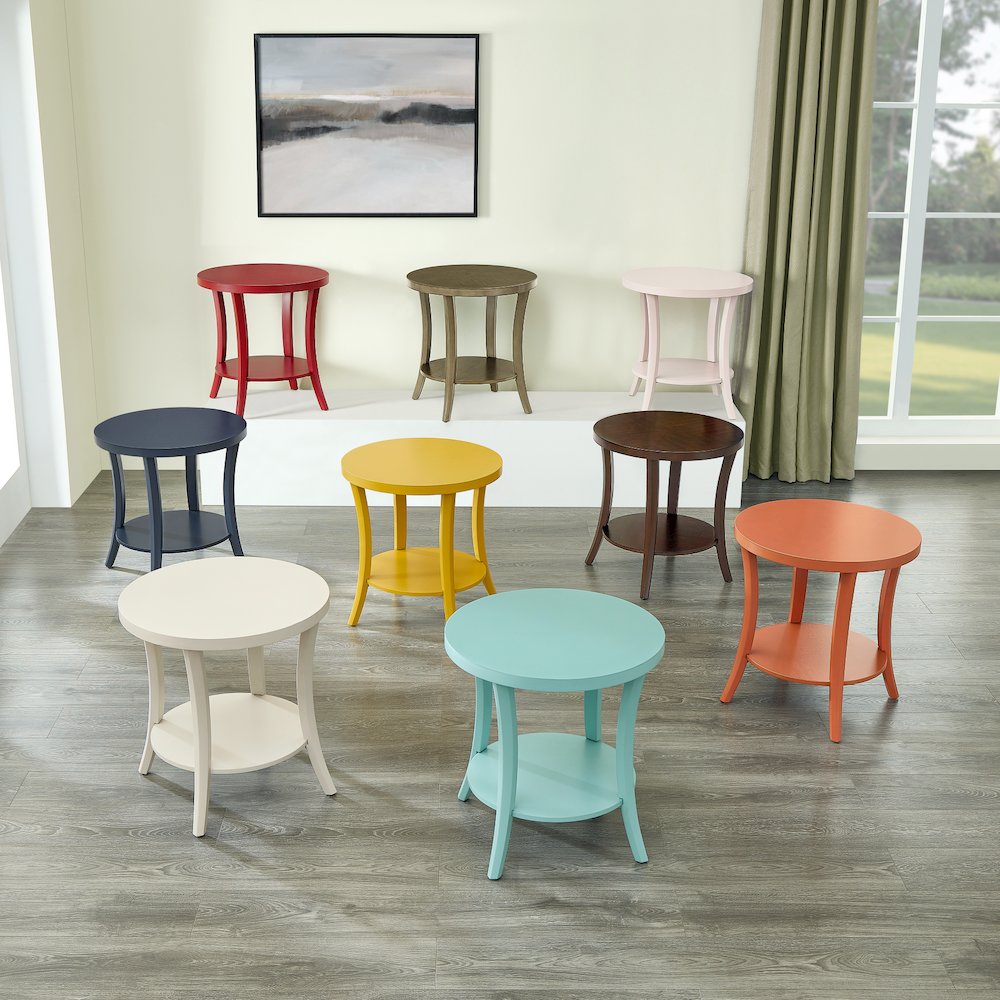 Perth Round End Table with Shelf, Orange