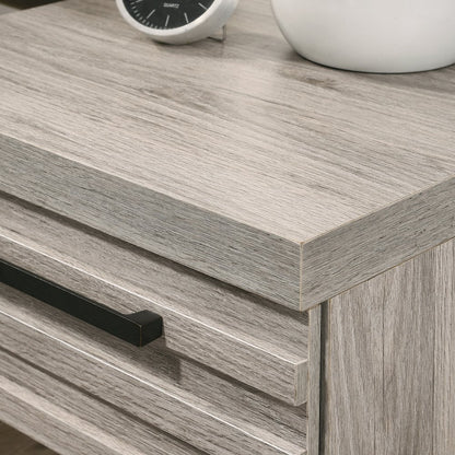 Panel Bed, Dresser, Mirror, and 2 Nightstands, Weathered Gray, King