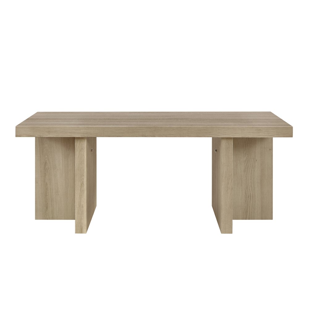 Mchome 3-Piece Coffee Table Set, Coffee Table and Two End Tables, Oak Finish