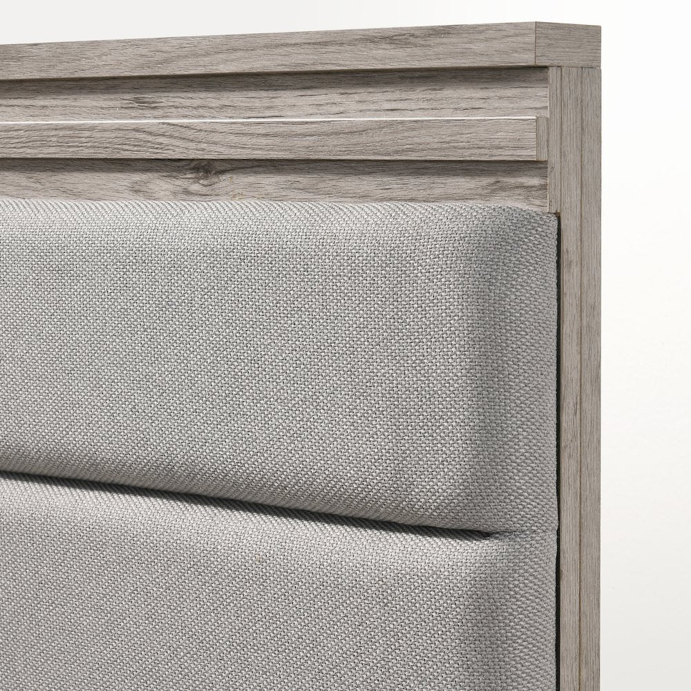 Panel Bed, Dresser, Mirror, and Nightstand, Weathered Gray, King