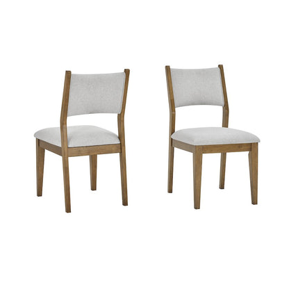 Parker Upholstered Dining Chairs, Set of 2, Light Oak and Gray