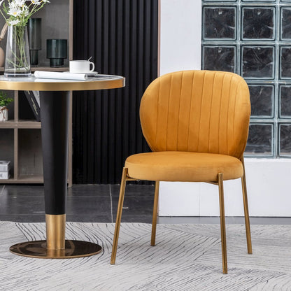 Amoa Contemporary Velvet Upholstery Dining Chair, Yellow, Set of 2