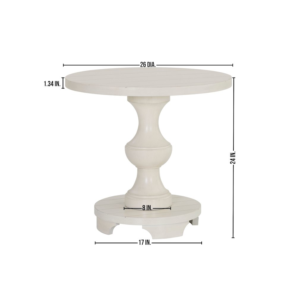 Caesar Traditional Round Pedestal End Table, White