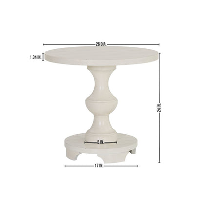 Caesar Traditional Round Pedestal End Table, White