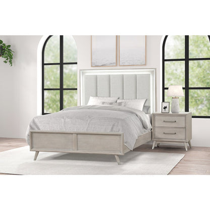 Seluna 5-Piece Bedroom Set with Touch LED Lighting, Gray Oak Finish, Queen