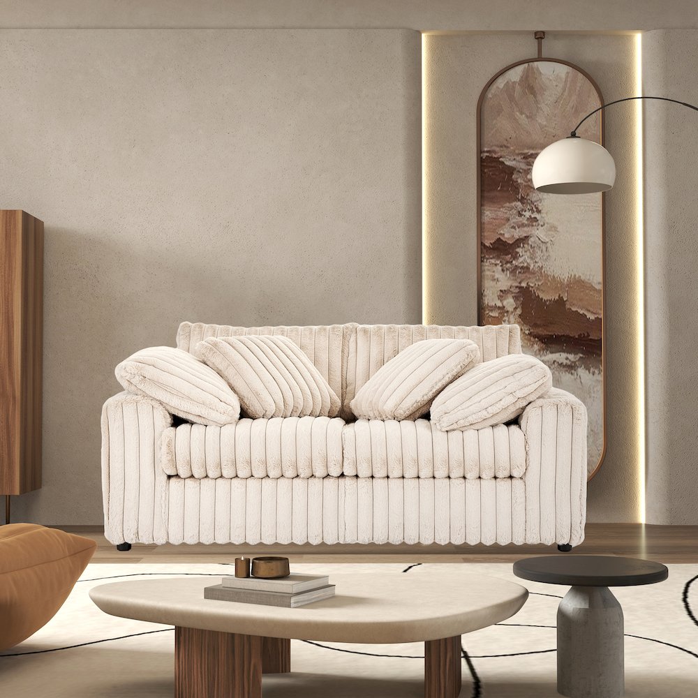 Belvoir 2-Piece Living Room Set, Sofa and Loveseat, Beige Champagne