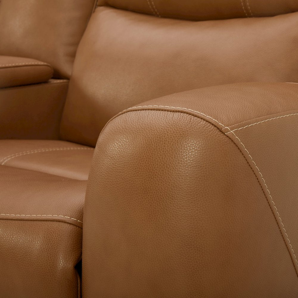 Cozura 3-Piece Leather Power Recling Living Room Set, Silverado Butternut