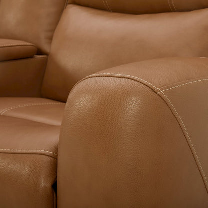 Cozura 3-Piece Leather Power Recling Living Room Set, Silverado Butternut