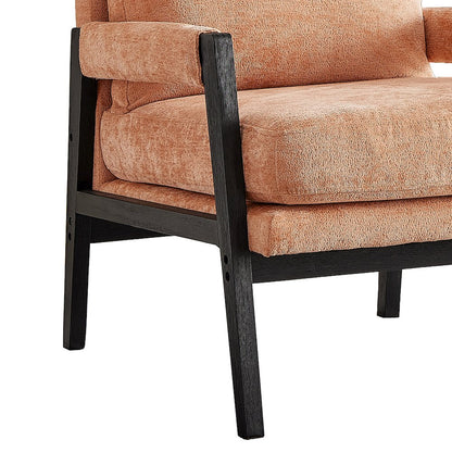Kelly Mid-Century Modern Chenille Upholstered Accent Armchair, Orange