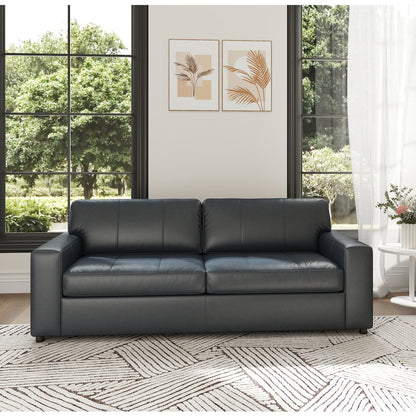 Sakan Leather Upholstered 3-Piece Living Room Set, Sofa and 2 Cutler Chairs