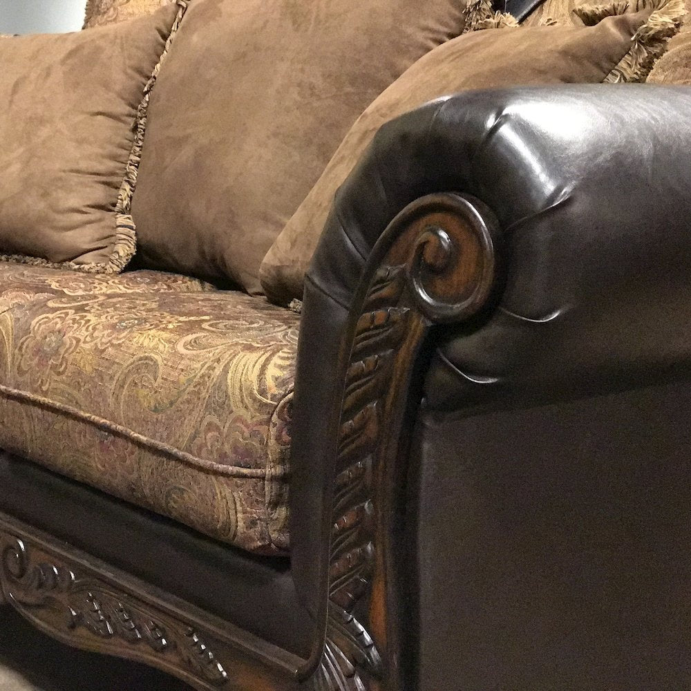 San Marino 2-Tone Chocolate Microfiber Sofa & Loveseat, Made in USA