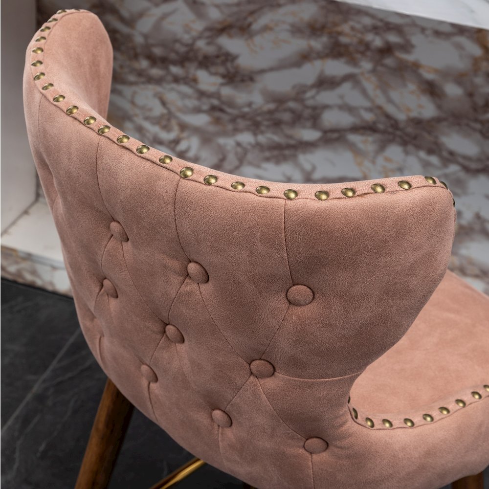 Nevis Modern Faux Leather Tufted Nailhead Trim Counter Stool Set of 2, Pink