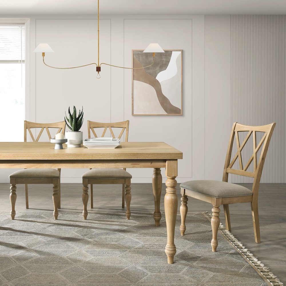 Verta 5-PC Dining Set, Dining Table with 4 Cross Back Chairs, Light Oak Finish