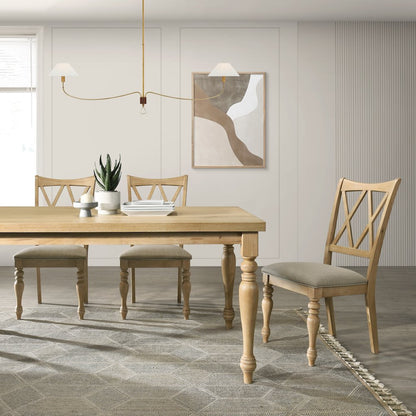 Verta 5-PC Dining Set, Dining Table with 4 Cross Back Chairs, Light Oak Finish