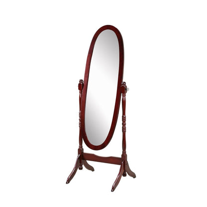 Audi Traditional Queen Anna Style Wood Floor Cheval Mirror, Cherry Finish