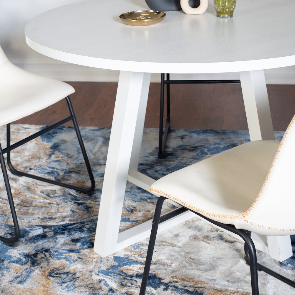 Varna 3-Pc Round Dining Set, Trestle Dining Table with 2  Chairs, White
