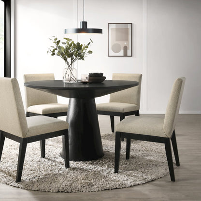 Rocco Contemporary Dining Set, Round Pedestal Table with 4 Chairs