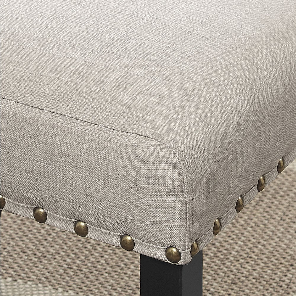 Biony Tan Fabric Counter Height Stools with Nailhead Trim, Set of 2