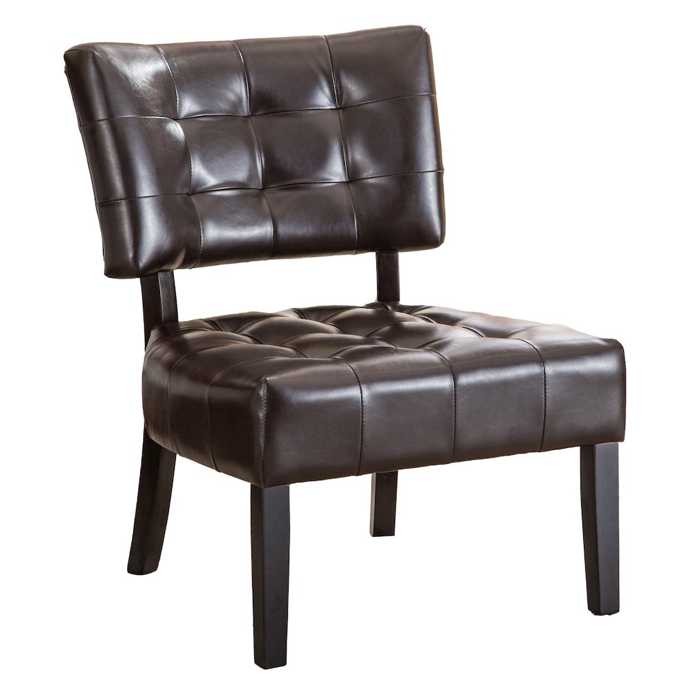 Movile Blended Leather Tufted Accent Chair with Oversized Seating, Brown