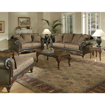 San Marino 2-Tone Chocolate Microfiber Sofa, Made in USA