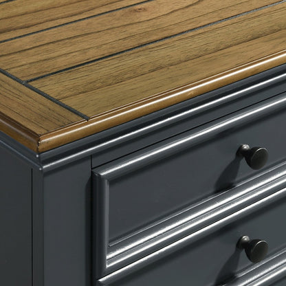 Clelane Wood 7-Drawer Dresser with Mirror, Slate Blue