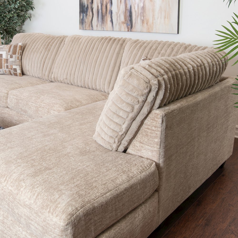 Nexus Wide Wale Corduroy L-shape Sectional with Chaise, Galactic Parchment