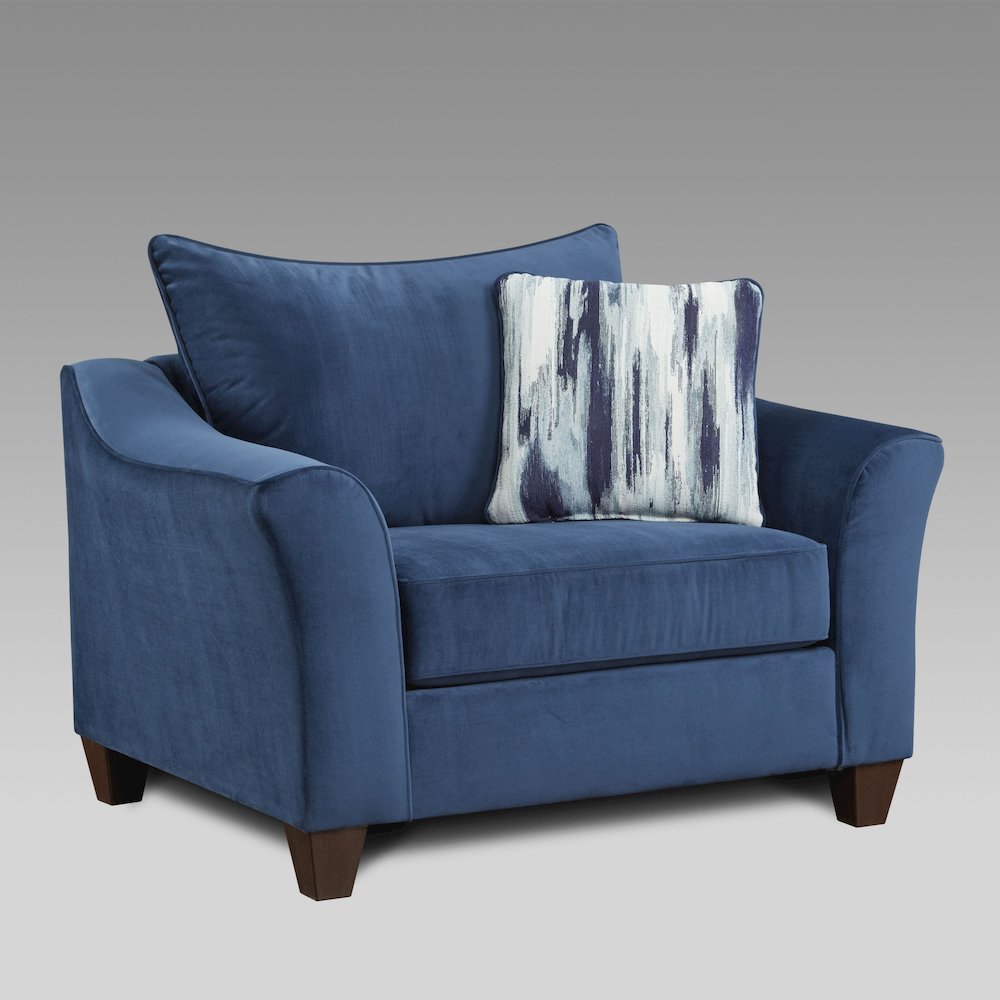 Camero Fabric Pillowback 4-Piece Sofa Set in Navy Blue