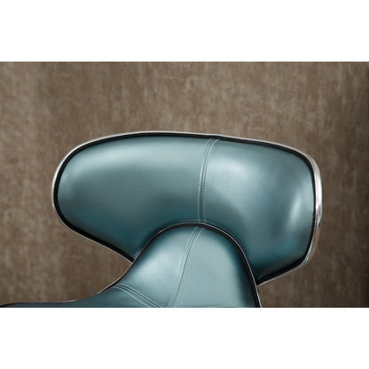 Masaccio Blue Leatherette Adjustable Swivel Barstool Chrome Base, Set of 2