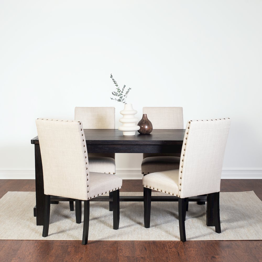 Muzzi Contemporary 7-Piece Dining Set, Dining Table with 6 Stylish Chairs, Tan