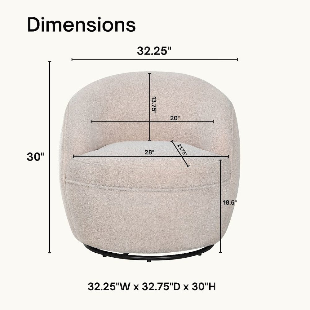Galleria 360 Swivel Teddy Sherpa Barrel Chair, Beige