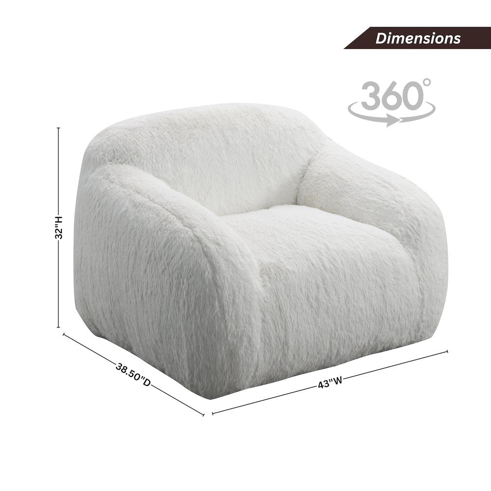 Adell Polar Bear Faux Fur Swivel Cuddle Chair, Ivory White
