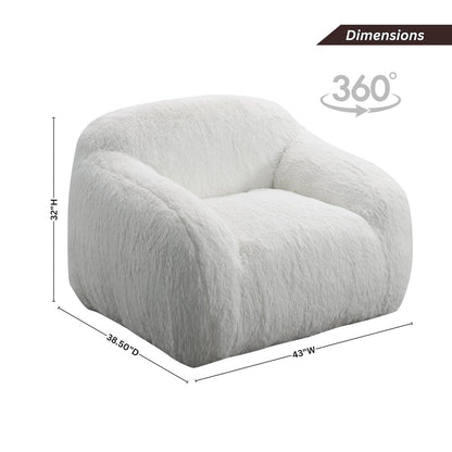 Adell Polar Bear Faux Fur Swivel Cuddle Chair, Ivory White