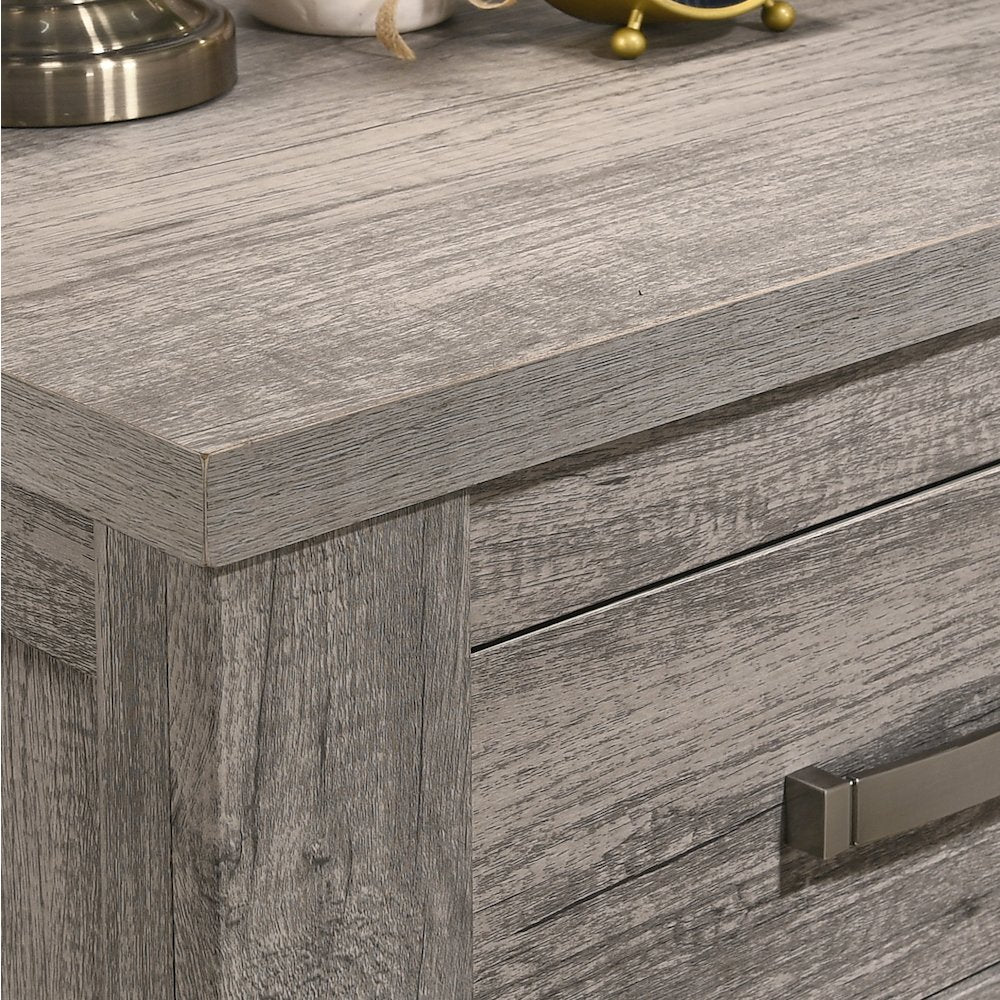 Floren Contemporary Weathered Gray Wood 6-Drawer Dresser with Mirror