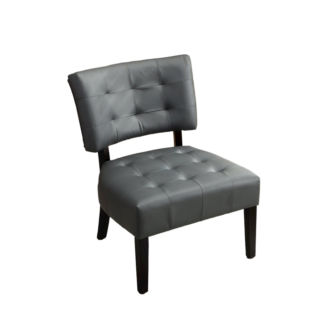 Movile Blended Gray Leather Tufted Accent Chair with Oversized Seating