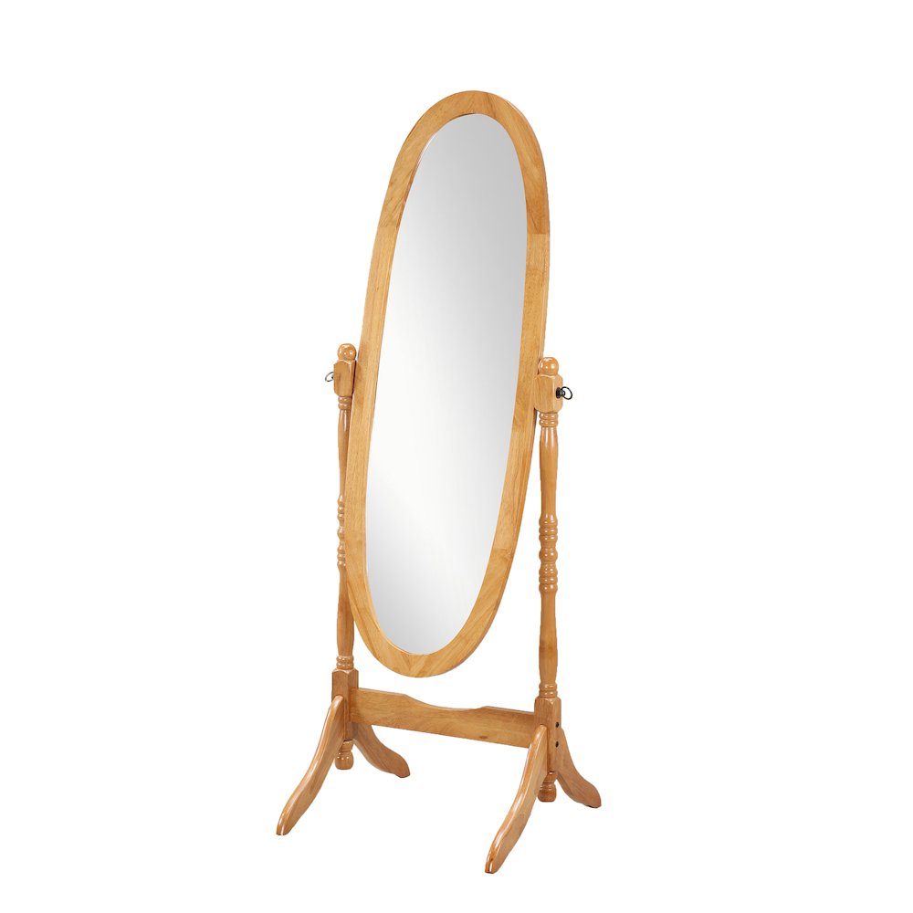Audi Traditional Queen Anna Style Wood Floor Cheval Mirror, Oak Finish