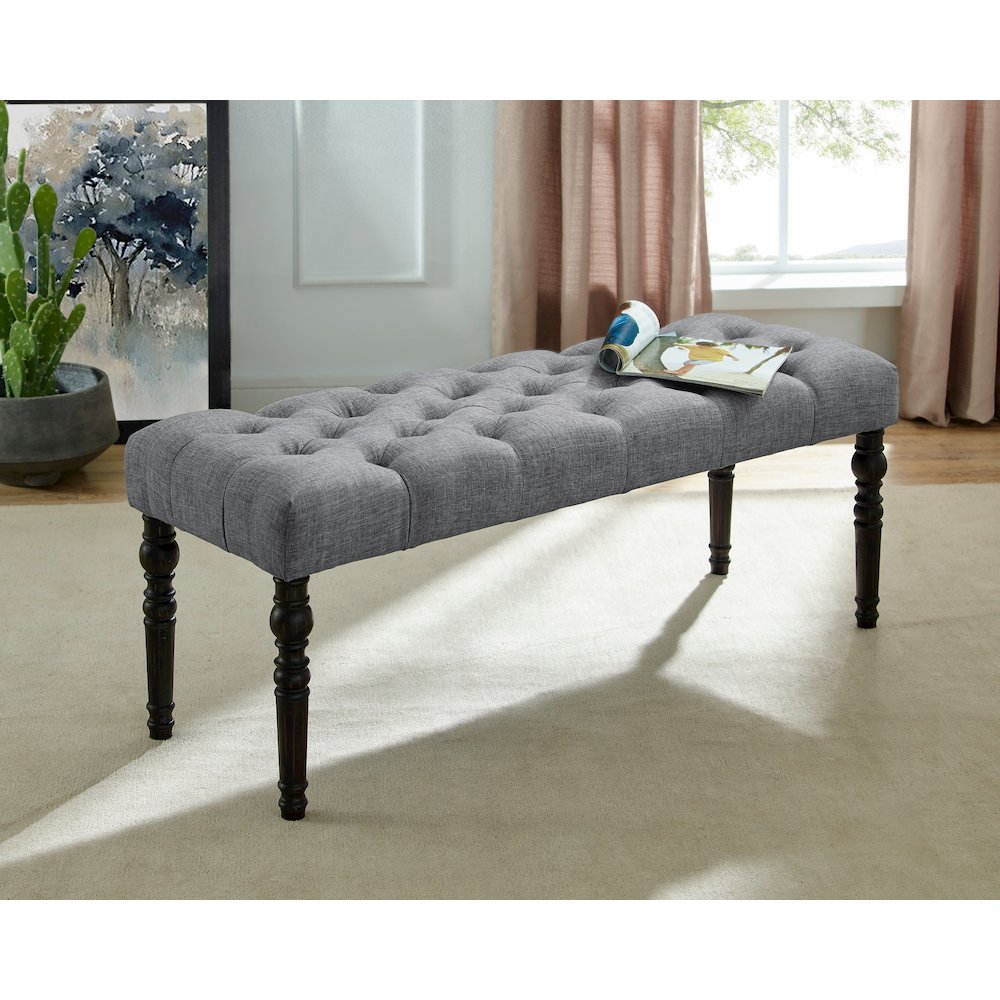 Leviton Urban Style Dark Wash Wood Dining Set: Table, 4 Chairs and Bench, Gray