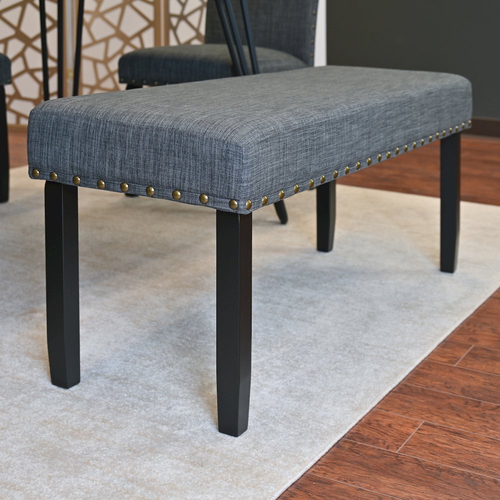 Amisos 6-Pc Dining Set, Hairpin Dining Table with 4 Chairs and Bench, Gray