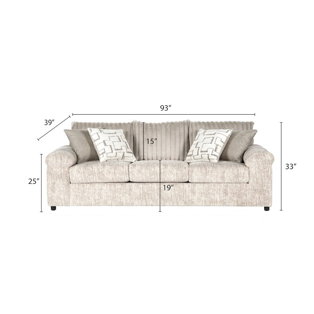 Nason Wide Wale Corduroy Living Room 4-Piece Sofa Set, Parchment