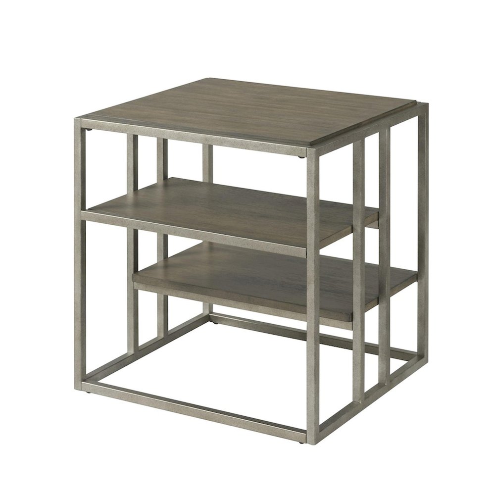 Padena Metal Frame Wood Living Room End Table with Shelf