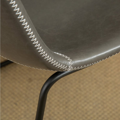 Lotusville Vintage PU Leather Dining Chairs, Antique Gray, Set of 2