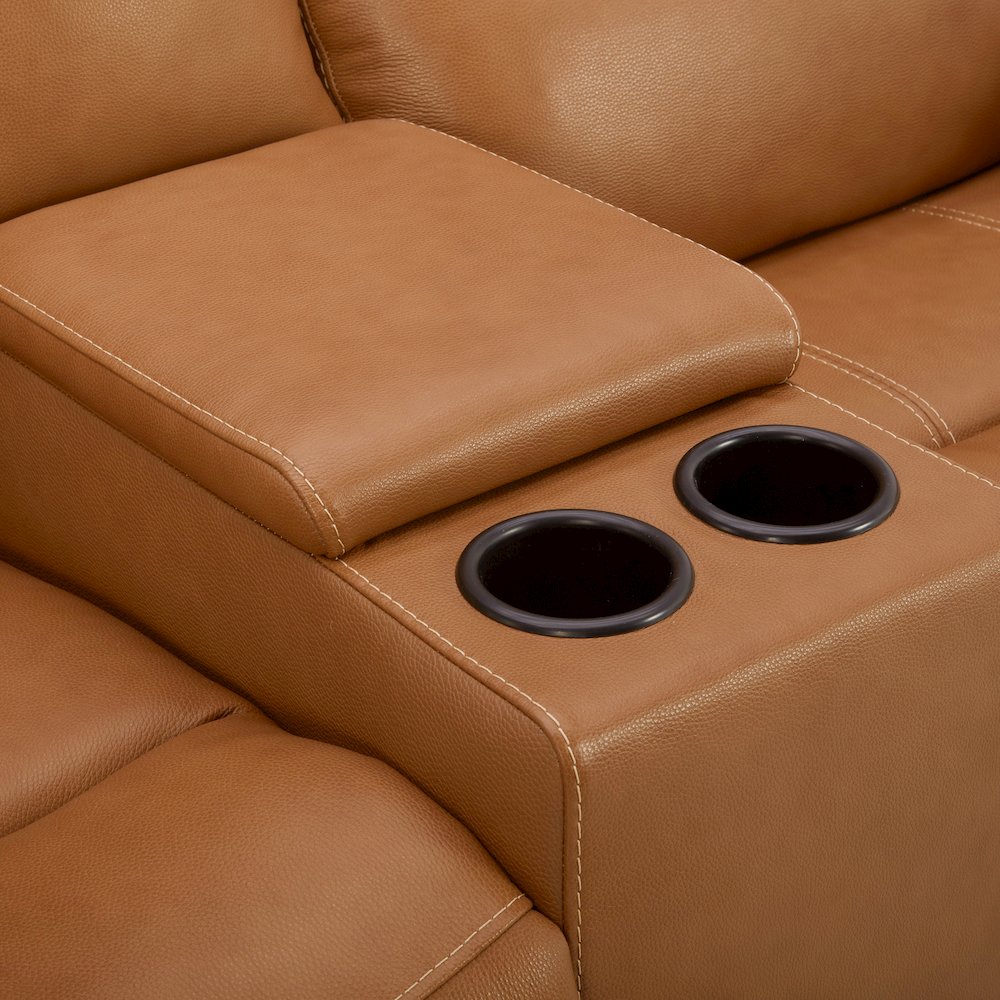 Cozura 3-Piece Leather Power Recling Living Room Set, Silverado Butternut