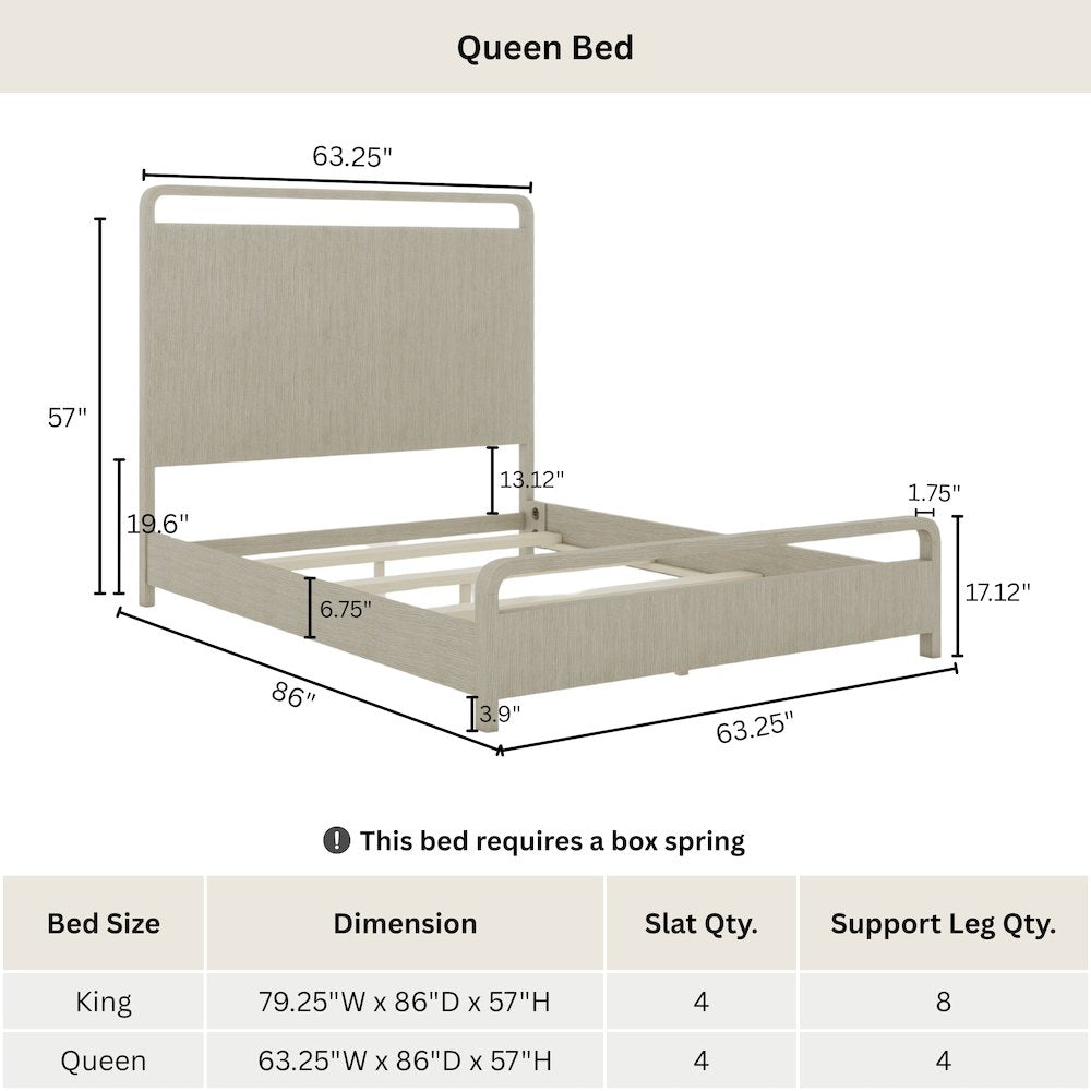 Tavari 3-PC Bedroom Set with Panel Bed and Two Nightstands in Light Gray, Queen